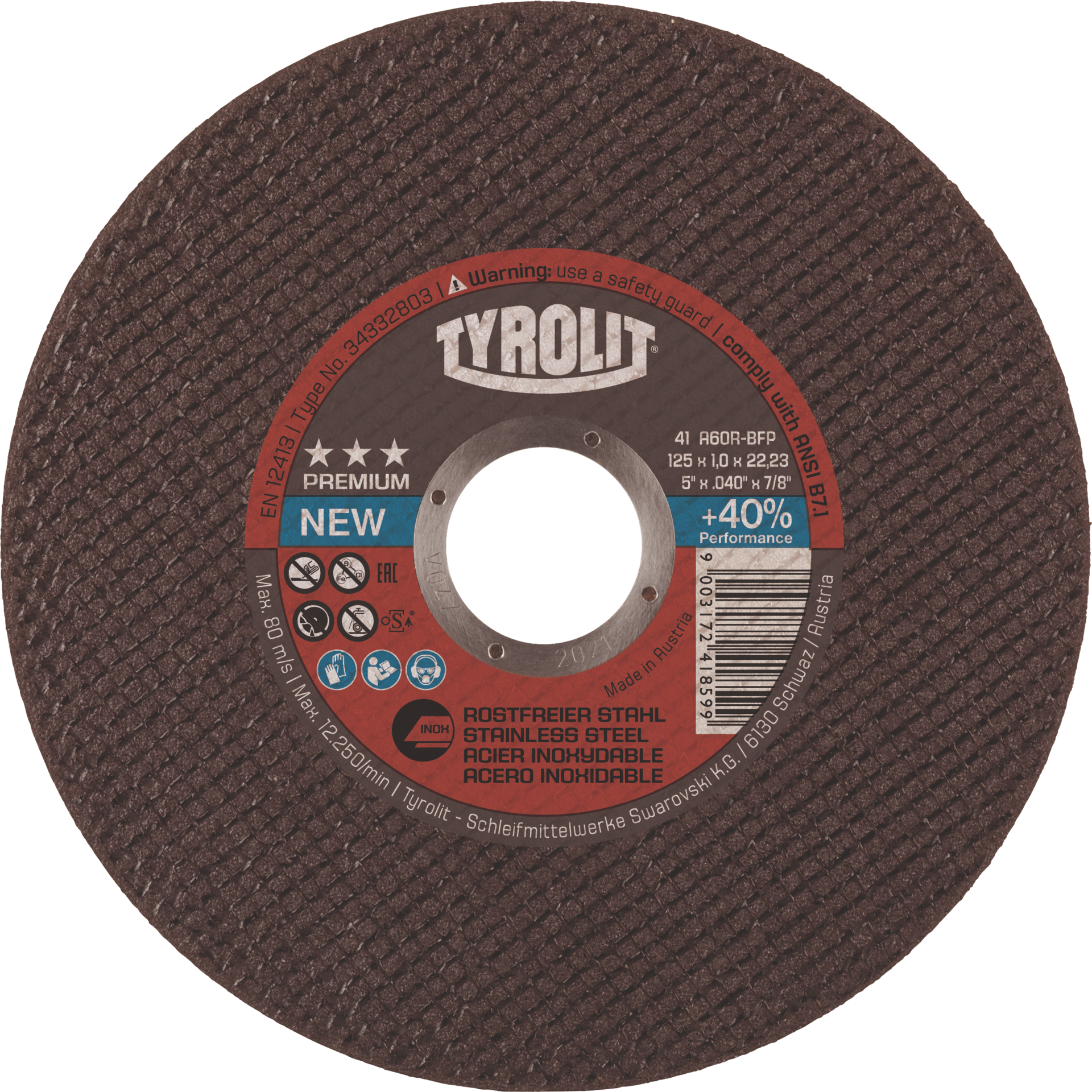 Trennscheibe Premium VA gerade D115mm B0,75mm Bohrung 22,23mm