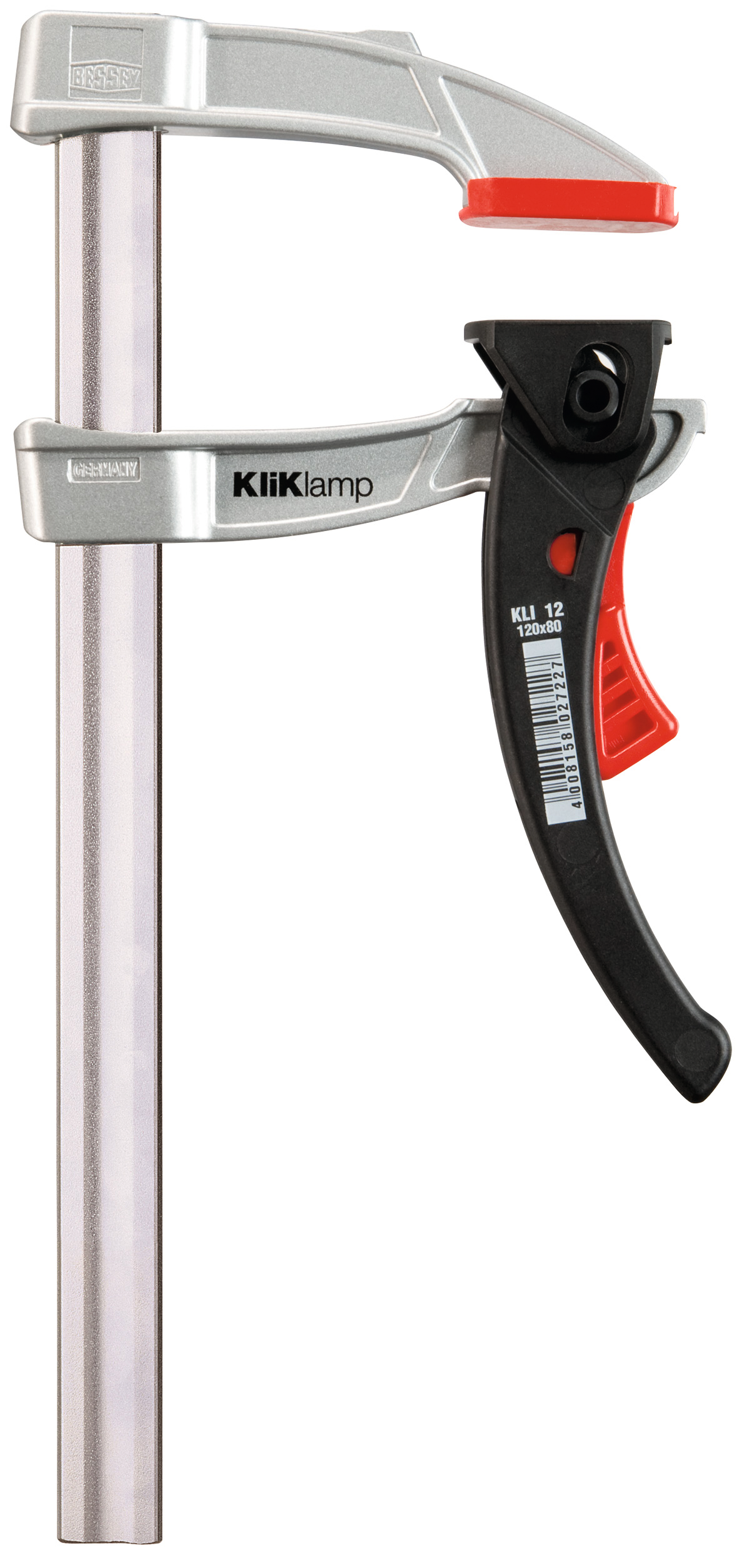 Hebelzwinge "KliKlamp" Ausladung 80mm Schiene 20x5mm bis 1200N SW160mm