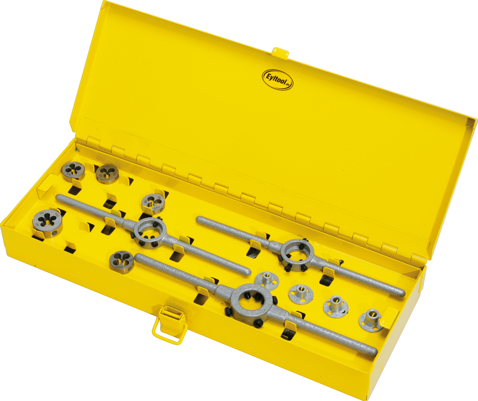 Schneideisen Sortiment M3-M12 HSS 20-teilig Halter+Führungen DIN223