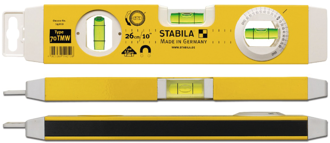 Taschenwasserwaage mit Magnet L26cm drehbare Winkellibelle