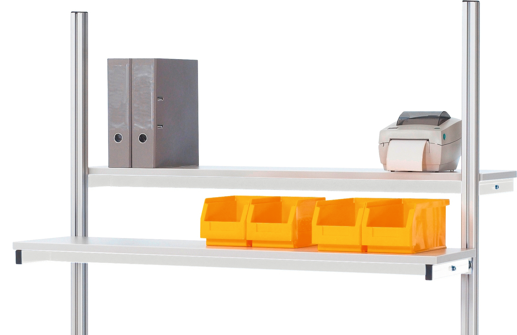 Etagenbord RAL 7035 lichtgrau T300mm Rastermaß 2000mm