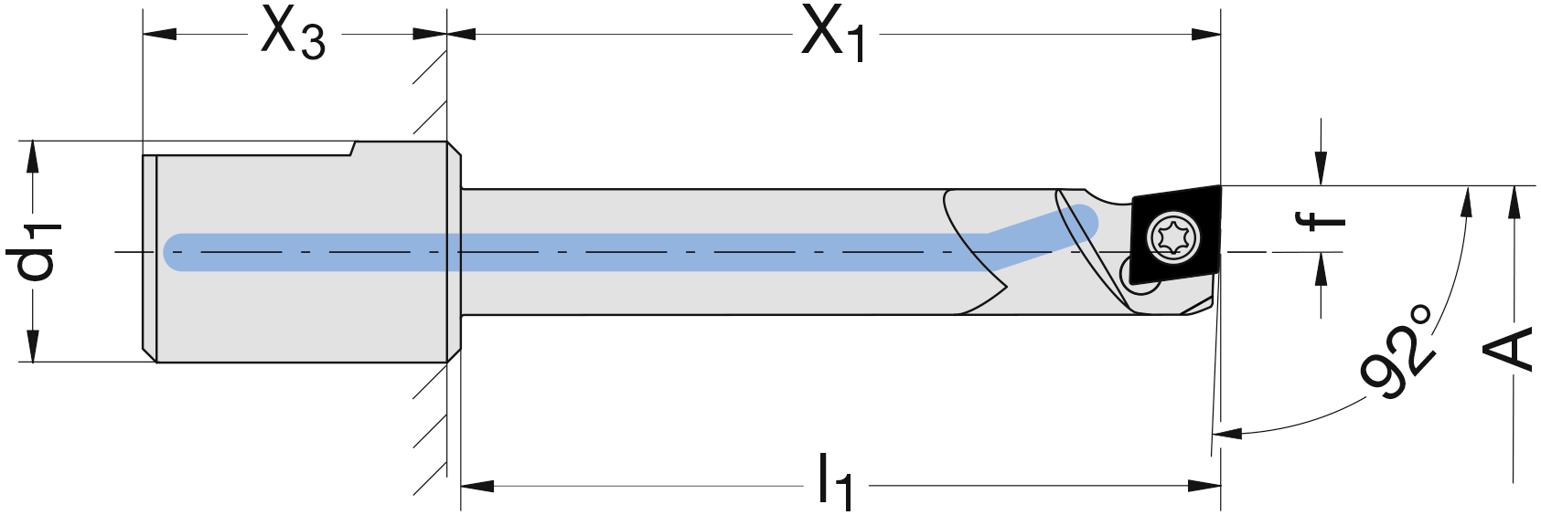 Klemmhalter Ø6-20mm HM für CC..0602..  A12-14 x1=70
