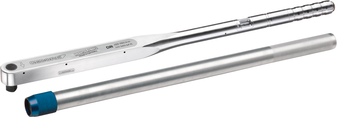 Drehmomentschlüssel Aluminium mit Einsteckvierkant DREMOMETER® inkl. Werkszertifikat 3/4" L812mm 140-760Nm mit ALU-Verlängerung