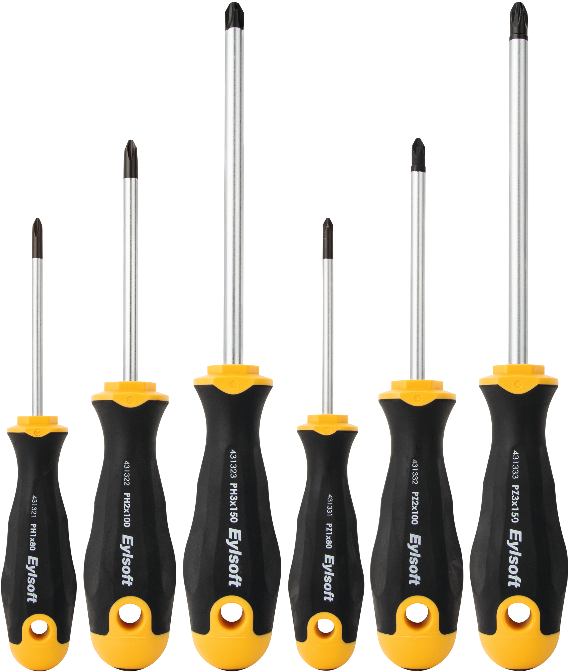Schraubendreher Satz mit Mehrkomponentengriff Eylsoft 6-teilig PH/PZ