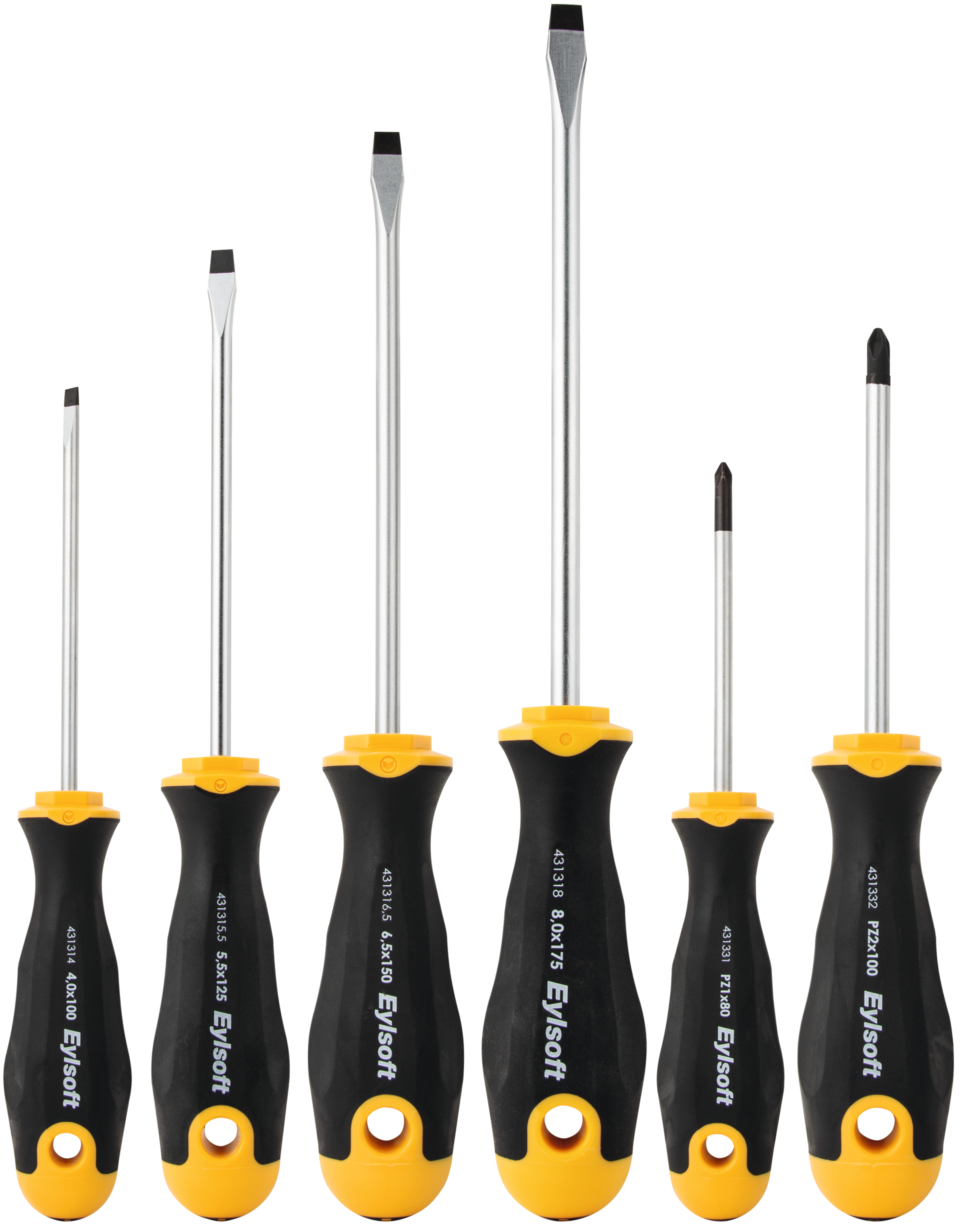 Schraubendreher Satz mit Mehrkomponentengriff Eylsoft 6-teilig Schlitz/PZ