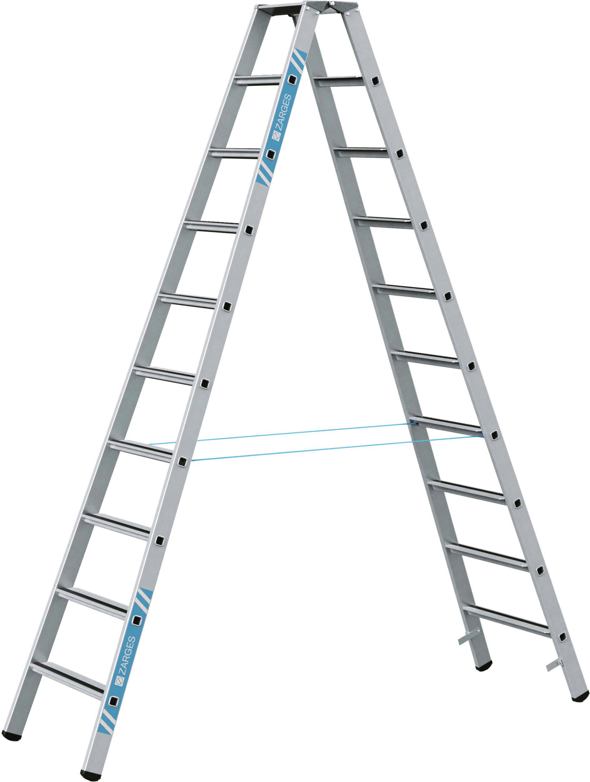 Stehleiter Stufen gebördelt H2,62m 2x10 Stufen Arbeitshöhe 4,15m