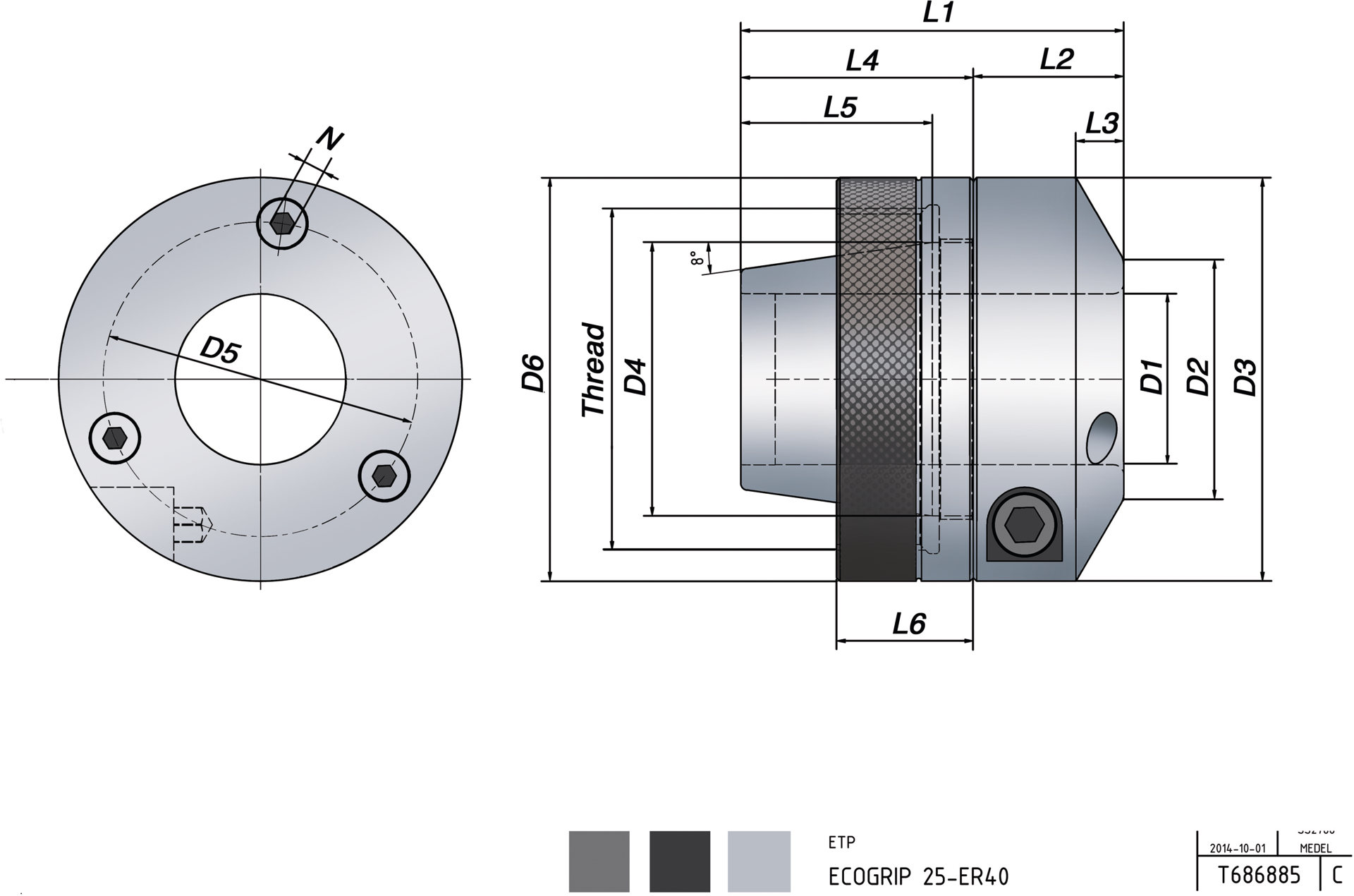 Hydro-Dehnspannzange ECOGRIP® mit IK ER50