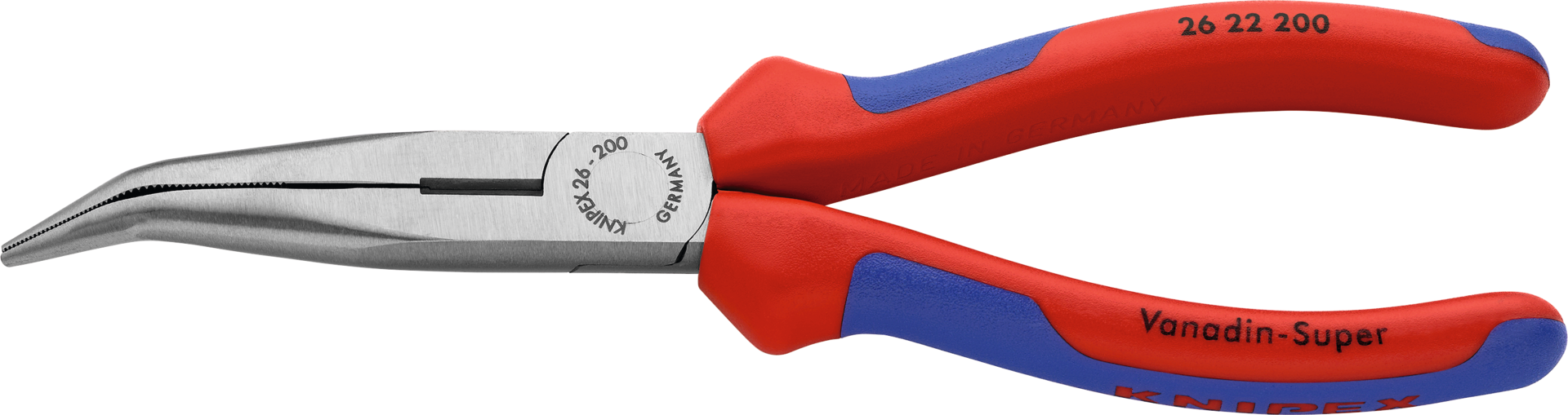 Flachrundzange Mehrkomponentengriff gebogen poliert DIN5745 L200mm