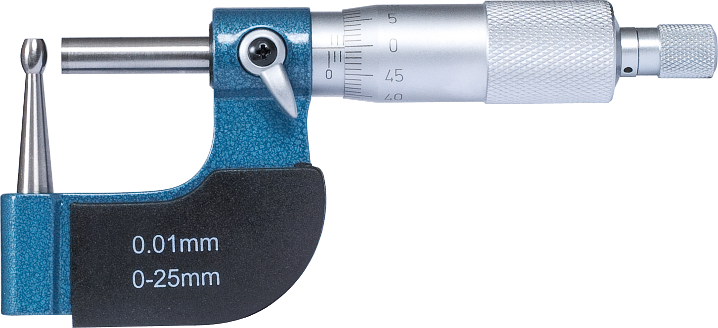 Bügelmessschraube DIN863 mit gewölbten Messflächen Abl. 0,01mm MB0-25mm