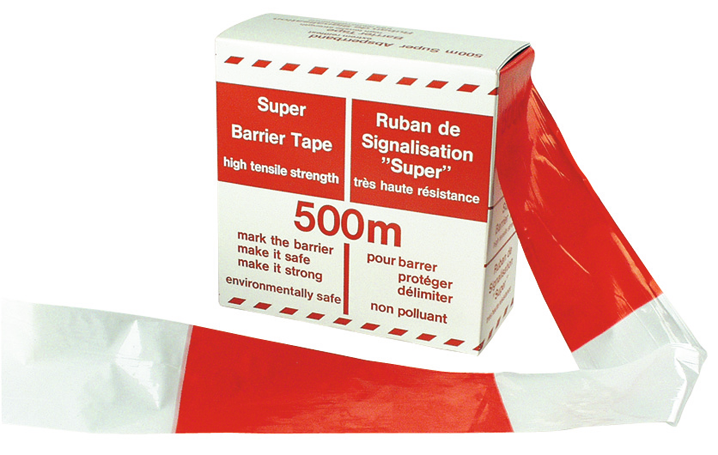 Absperrband L500m B80mm rot/weiß aus Polyethylen