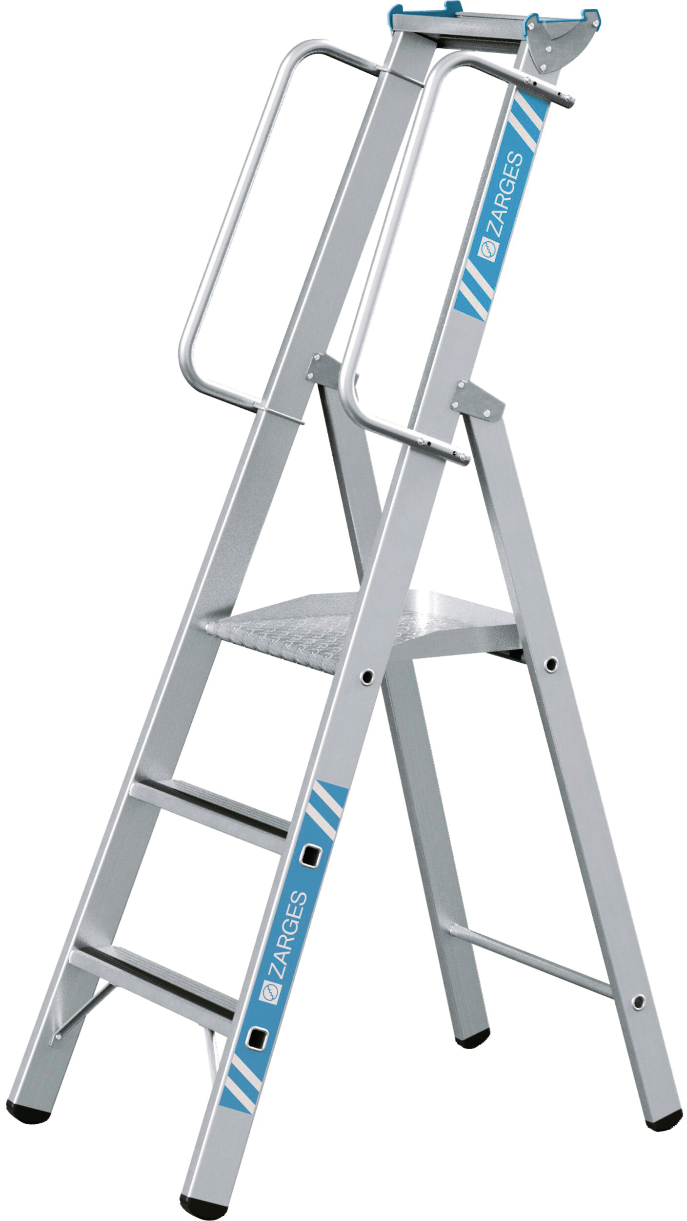 Plattformleiter gebördelt Stufen-Stehleiter 3 Stufen mit großer Plattform Arbeitshöhe 2,77m