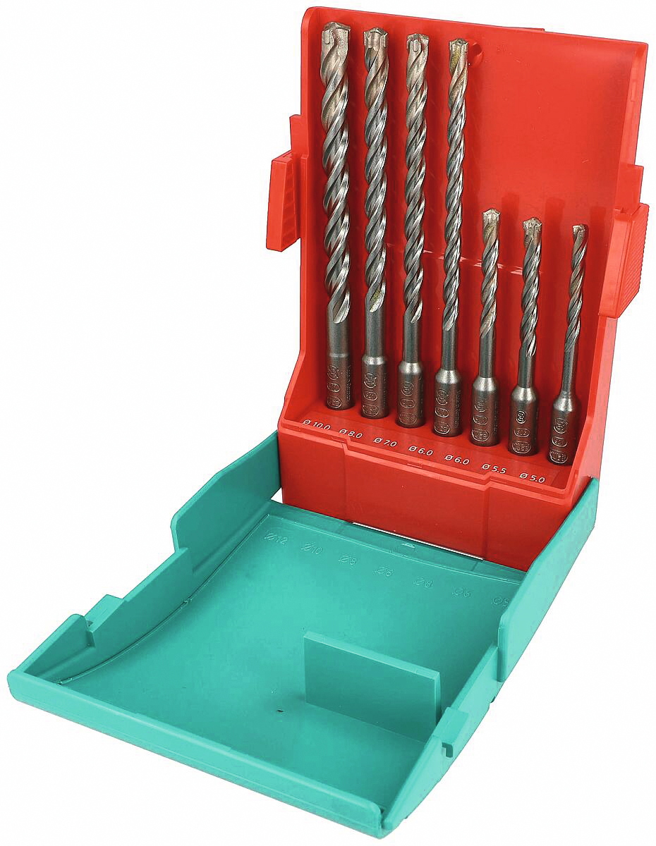 Hammerbohrer-Satz SDS-plus 7-tlg. 5/6/8x110mm und 6/8/10/12x160mm 3-Schneiden