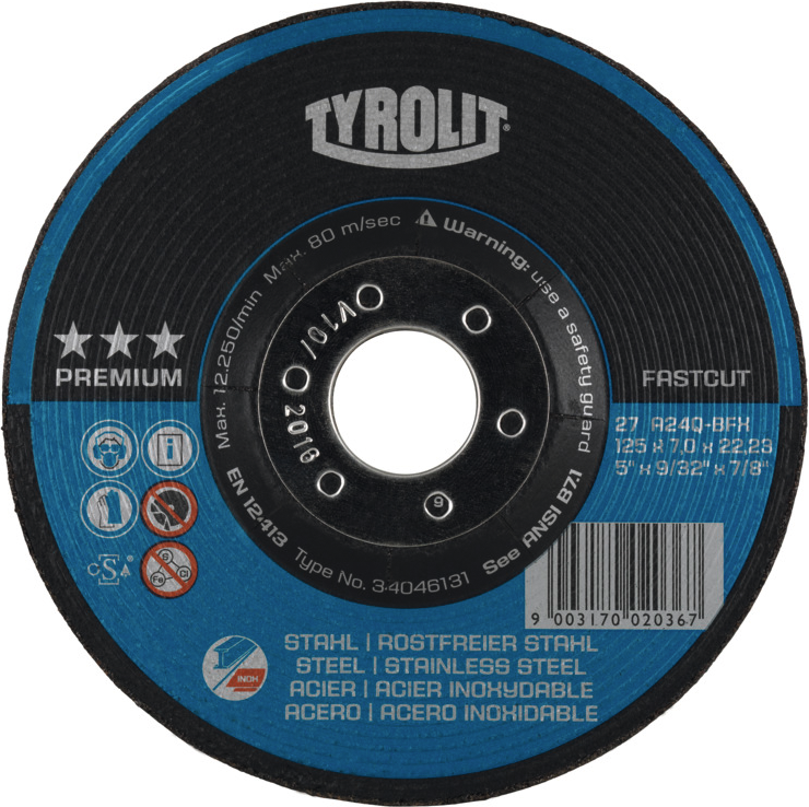 Schruppscheibe Fast Cut Stahl/VA gekröpft D125mm B7mm
