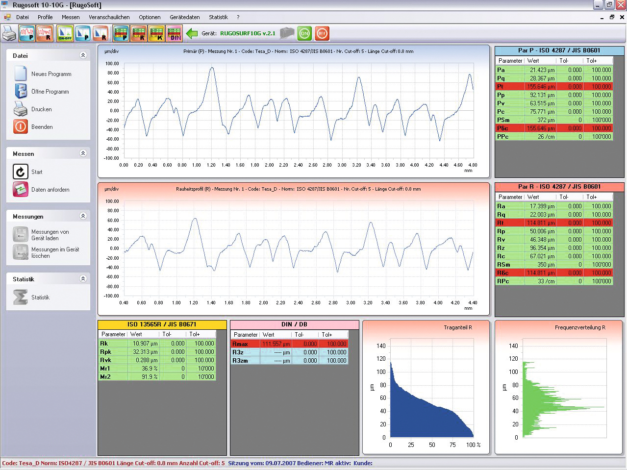 Software Rugosurf TESA Rugosoft 10 zur Messwertverarbeitung und -protokollierung ohne Kabel