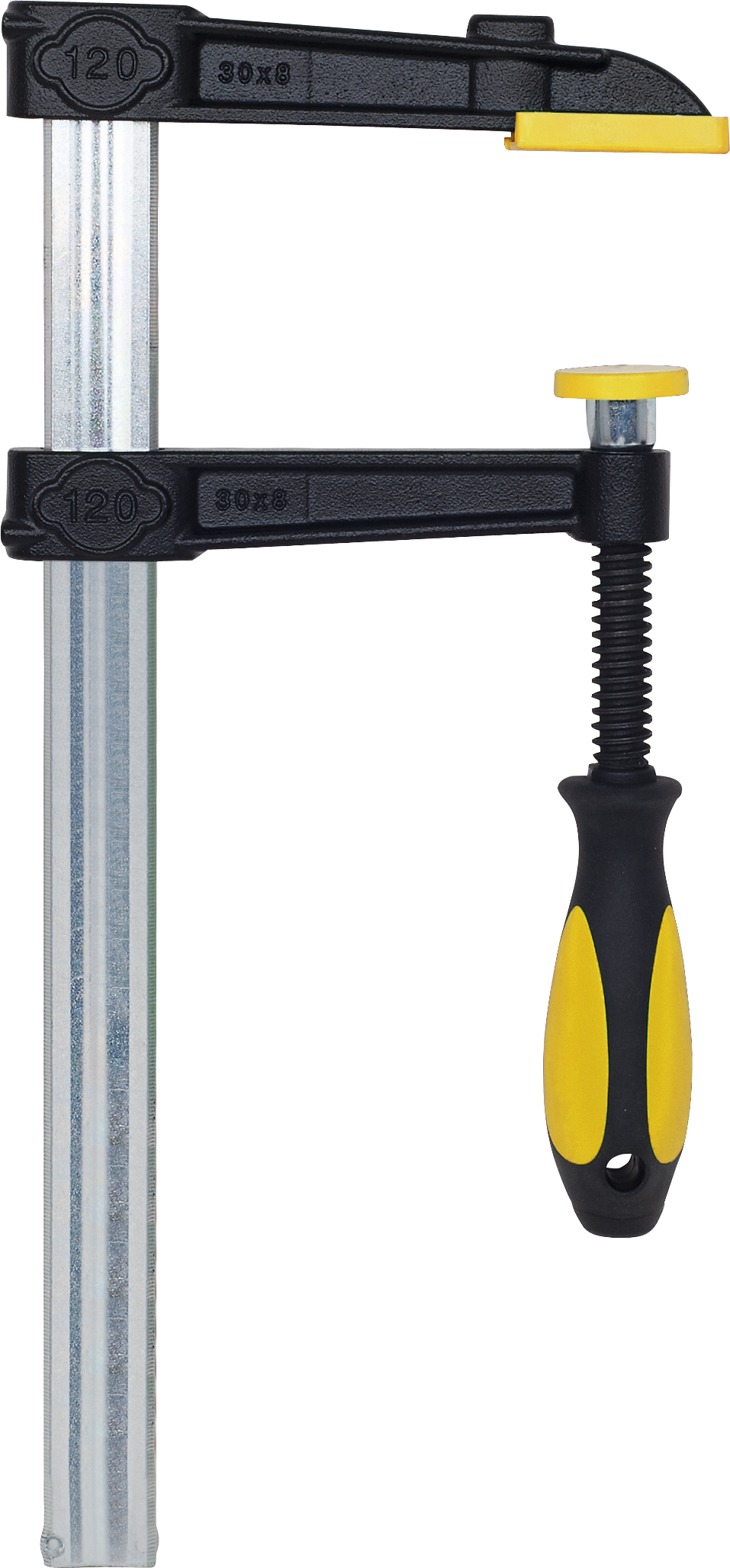 Schraubzwinge Temperguss Ausladung 100mm Schiene 27x7mm SW200mm