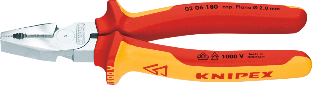 Kombizange Kraft VDE DIN5746 bis Stahldraht-D2,8mm L200mm