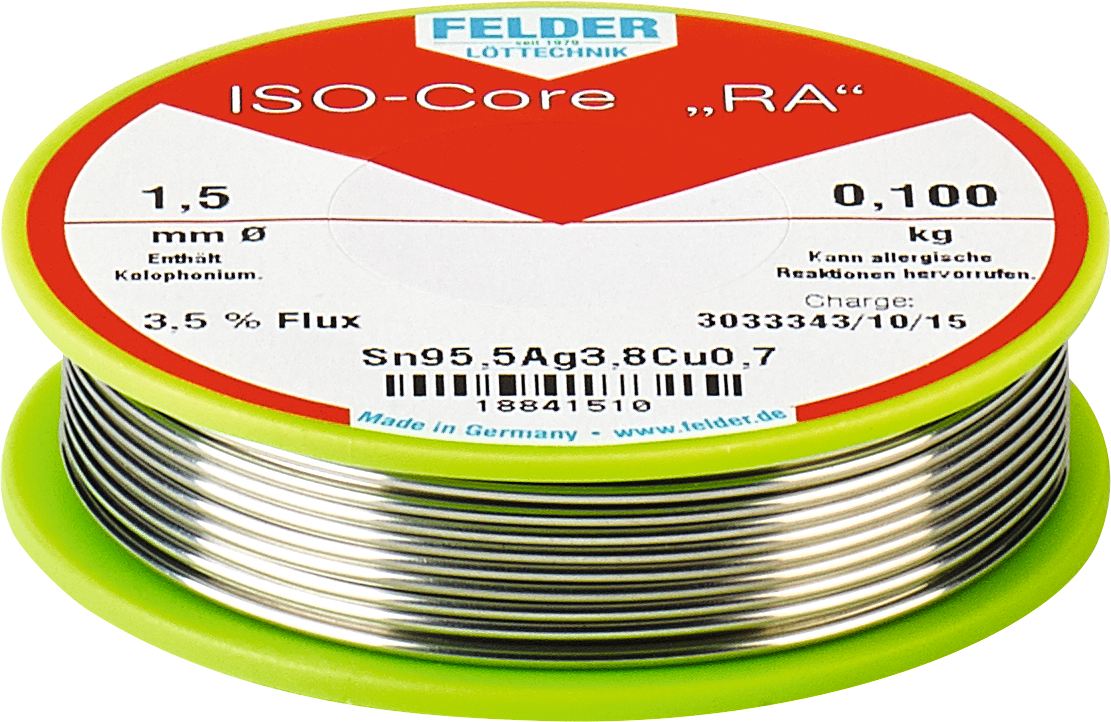 Lötdrahtspule bleifrei halogenhaltig RA Sn99,3Cu0,7 100g D0,5mm