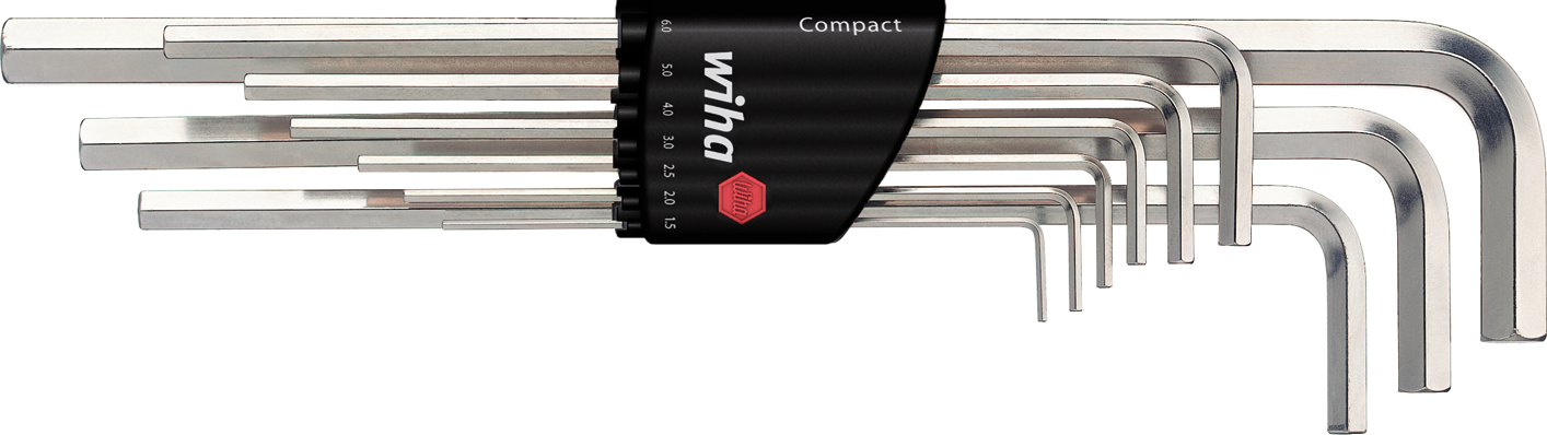 Stiftschlüssel Sechskant lang Satz 9-tlg. im Compact Halter SW1,5-10mm