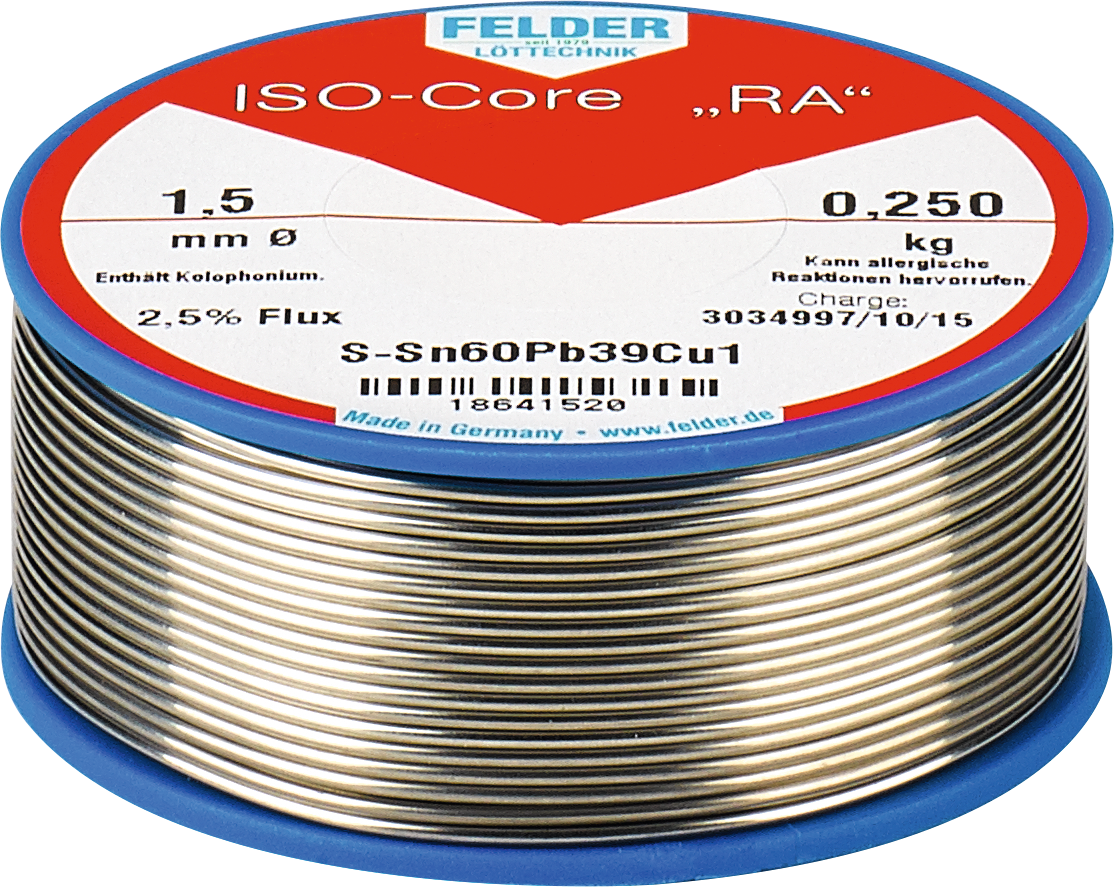 Lötdrahtspule bleihaltig halogenhaltig RA Sn60Pb40 250g D1mm