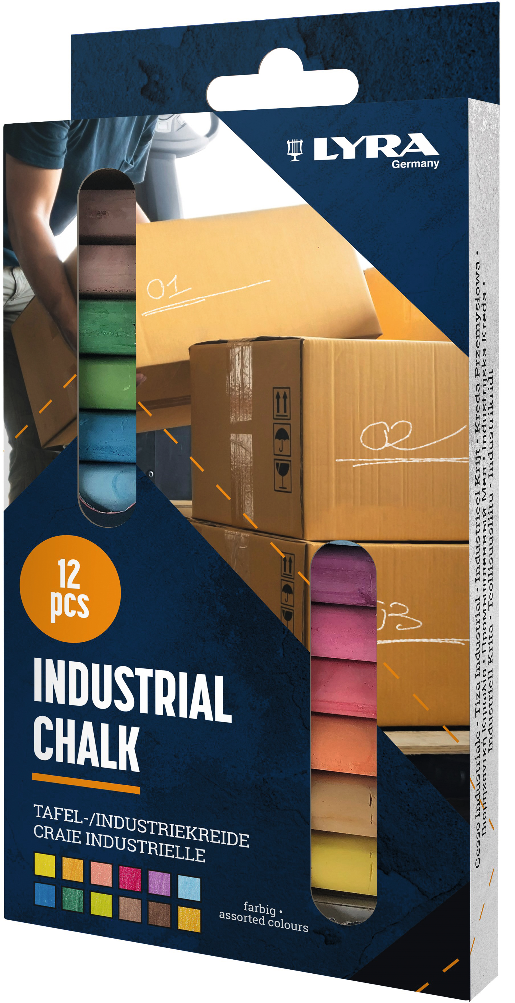 Wandtafelkreide farbig sortiert