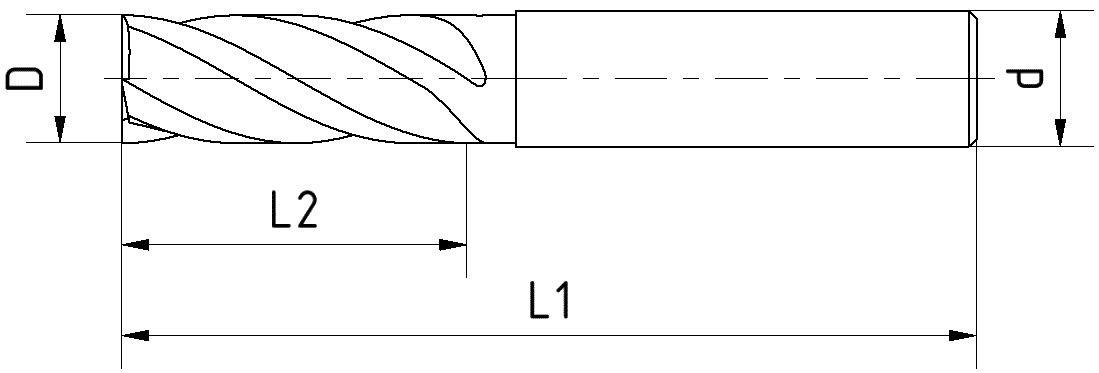 Schruppfräser HSS-Co8 D16mm Z4 Typ NR TiAlN DIN844K/1835-B kurz