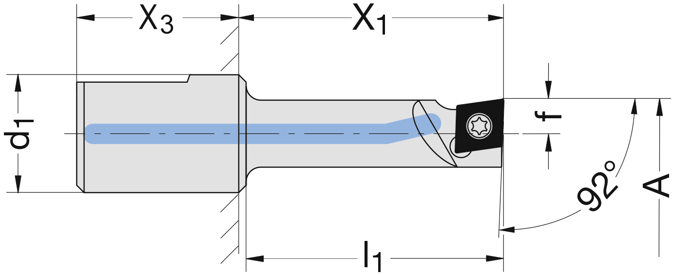 Klemmhalter Ø6-27mm für CC..0602.. A12-14 x1=45
